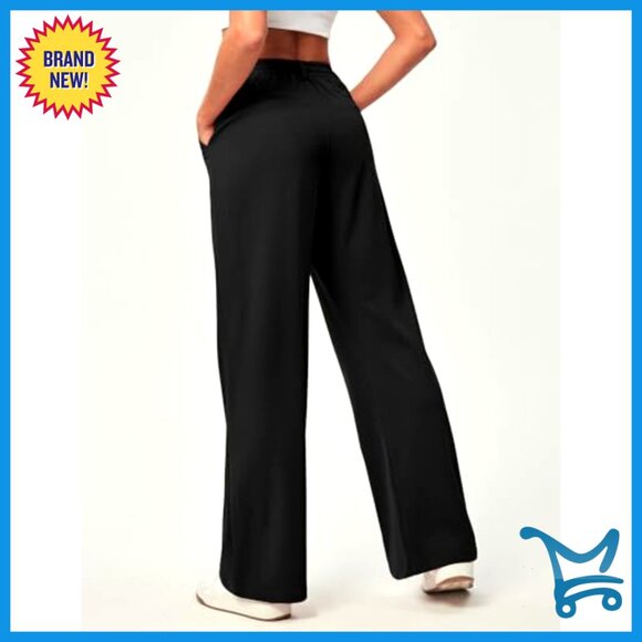 Wide Leg Work Pants with Elastic Waist, Waffle Texture, 26/28" Inseam - Picture 2 of 7